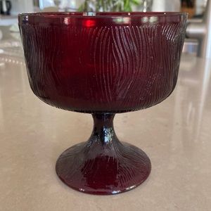 Ruby Hoosiers vintage tree bark pattern compote dish